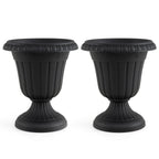 18-Inch Tall Urn Planters Set of 2 with Pedestal Base