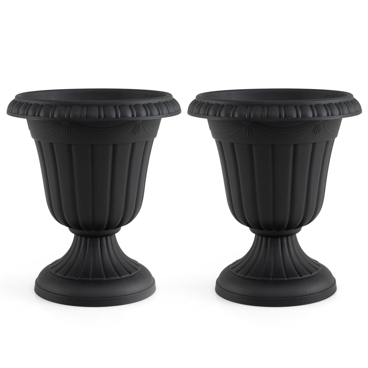 18-Inch Tall Urn Planters Set of 2 with Pedestal Base
