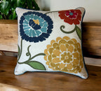18x18" Embroidered Floral Boho Floral Throw Pillow Decorative Cover - Che Cose Belle