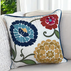18x18" Embroidered Floral Boho Floral Throw Pillow Decorative Cover - Che Cose Belle