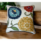 18x18" Embroidered Floral Boho Floral Throw Pillow Decorative Cover - Che Cose Belle