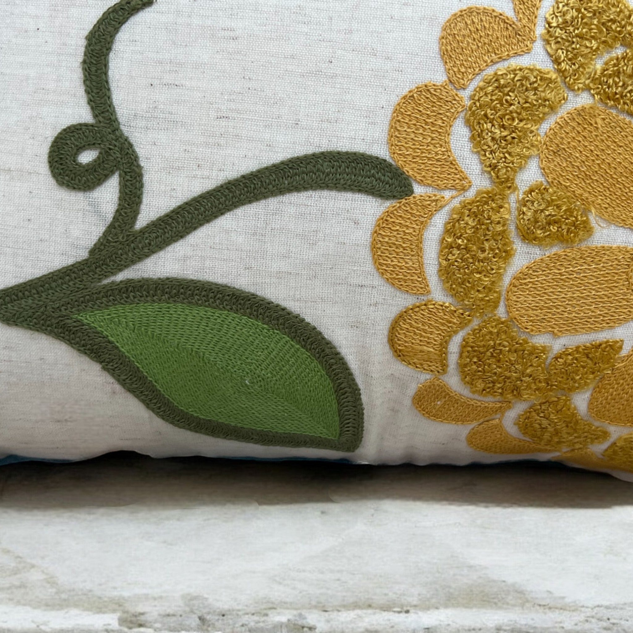 18x18" Embroidered Floral Boho Floral Throw Pillow Decorative Cover - Che Cose Belle