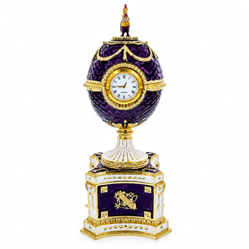 1904 Kelch Chanticleer Royal Imperial Musical Easter Egg in Purple Enamel - Che Cose Belle
