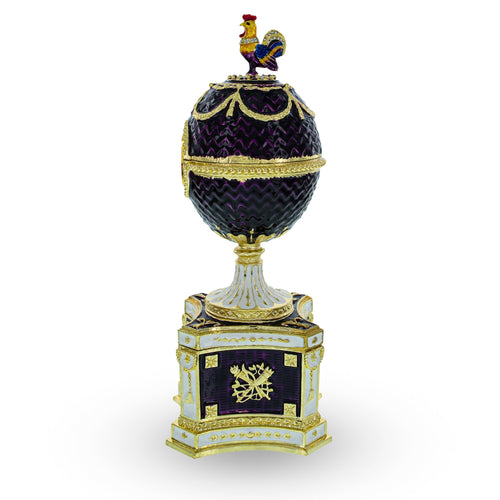 1904 Kelch Chanticleer Royal Imperial Musical Easter Egg in Purple Enamel - Che Cose Belle