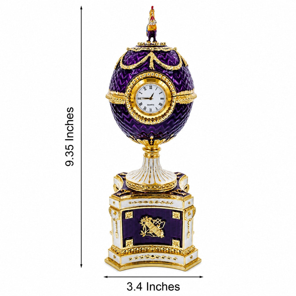 1904 Kelch Chanticleer Royal Imperial Musical Easter Egg in Purple Enamel - Che Cose Belle