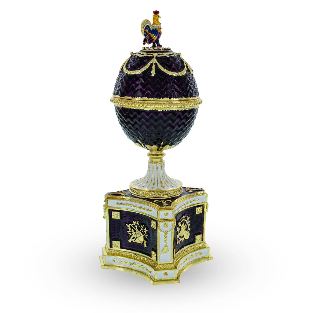 1904 Kelch Chanticleer Royal Imperial Musical Easter Egg in Purple Enamel - Che Cose Belle