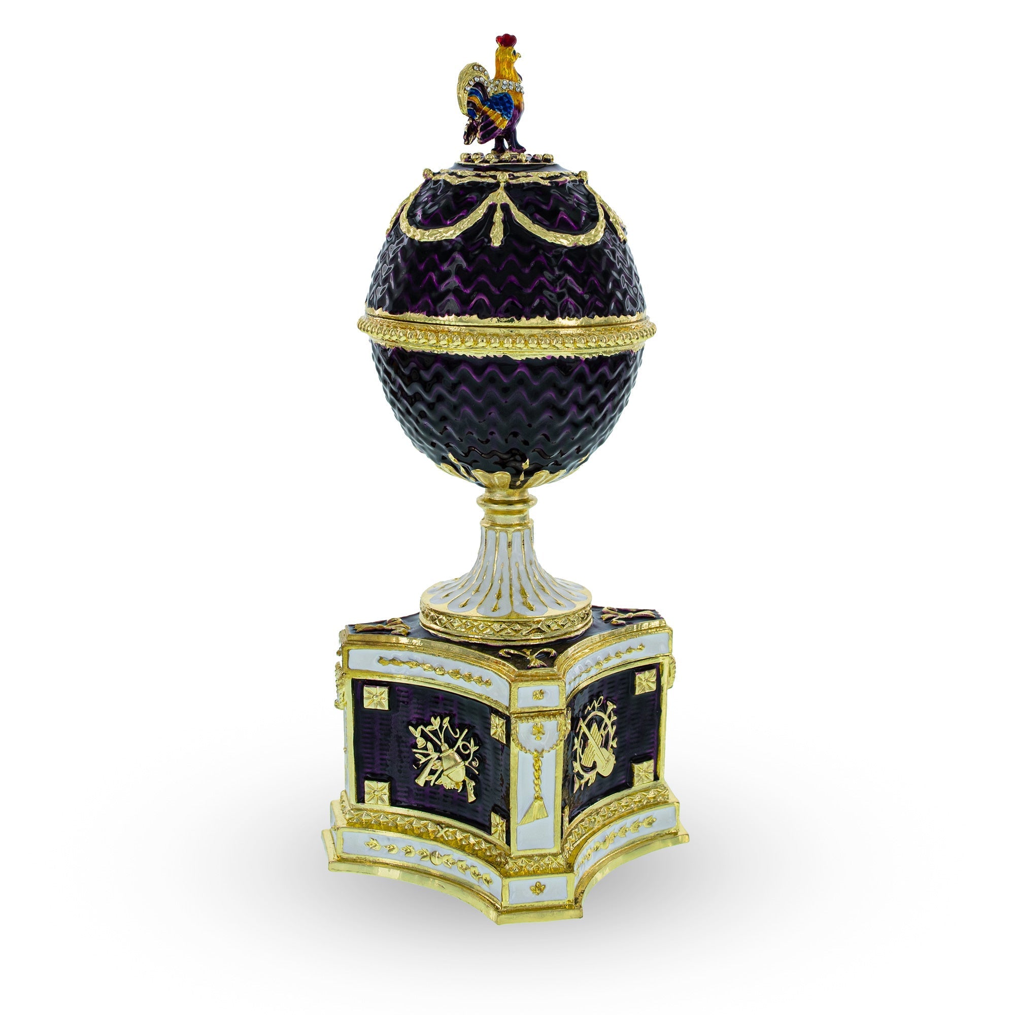 1904 Kelch Chanticleer Royal Imperial Musical Easter Egg in Purple Enamel - Che Cose Belle