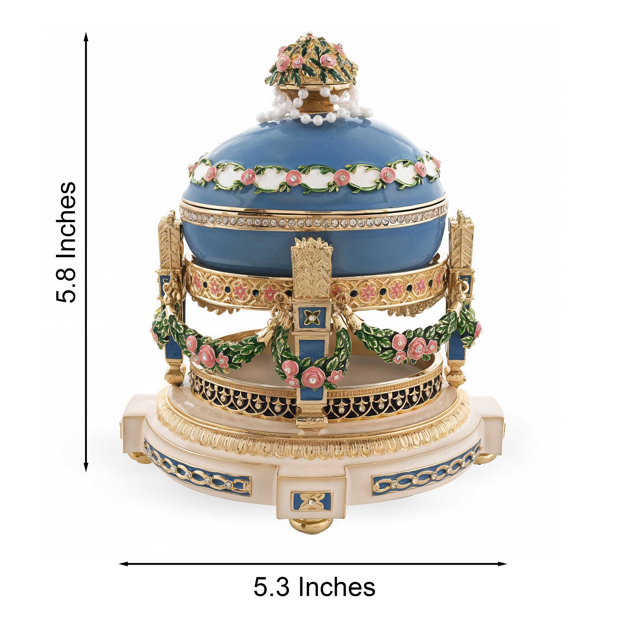 1907 Love Trophies Egg (Cradle with Garlands) Musical Royal Easter Egg - Che Cose Belle