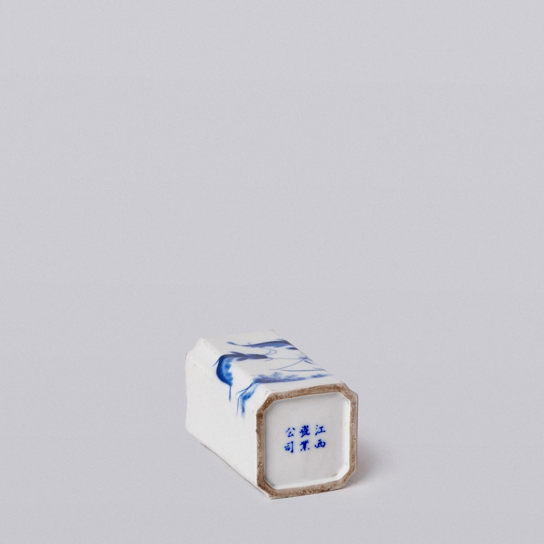 1920s Blue and White Porcelain Fish Square Vase - Che Cose Belle