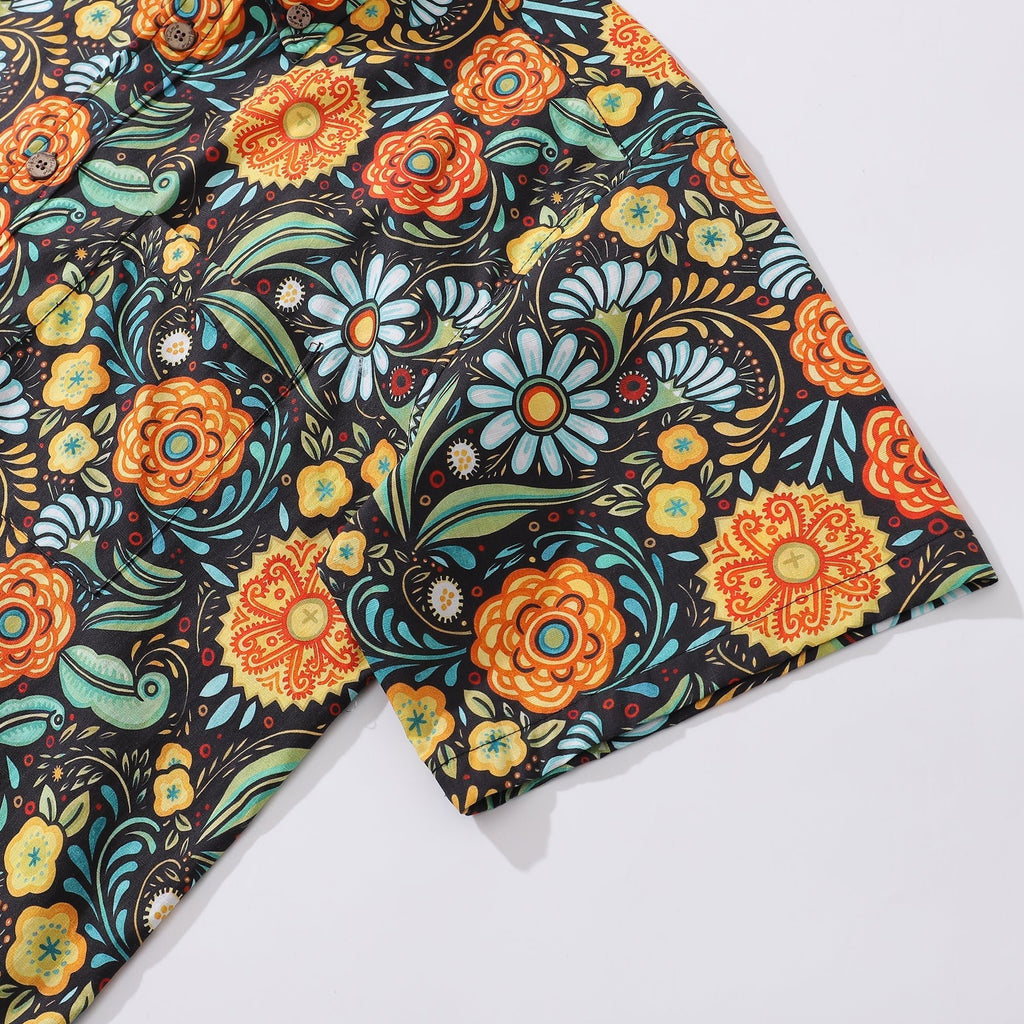 1950s Hawaiian Shirt For Men Flower Button-down Shirt Short Sleeve 100% Cotton Shirt - Che Cose Belle