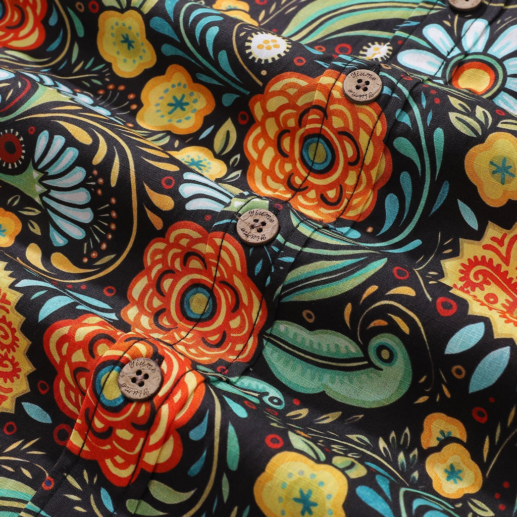 1950s Hawaiian Shirt For Men Flower Button-down Shirt Short Sleeve 100% Cotton Shirt - Che Cose Belle
