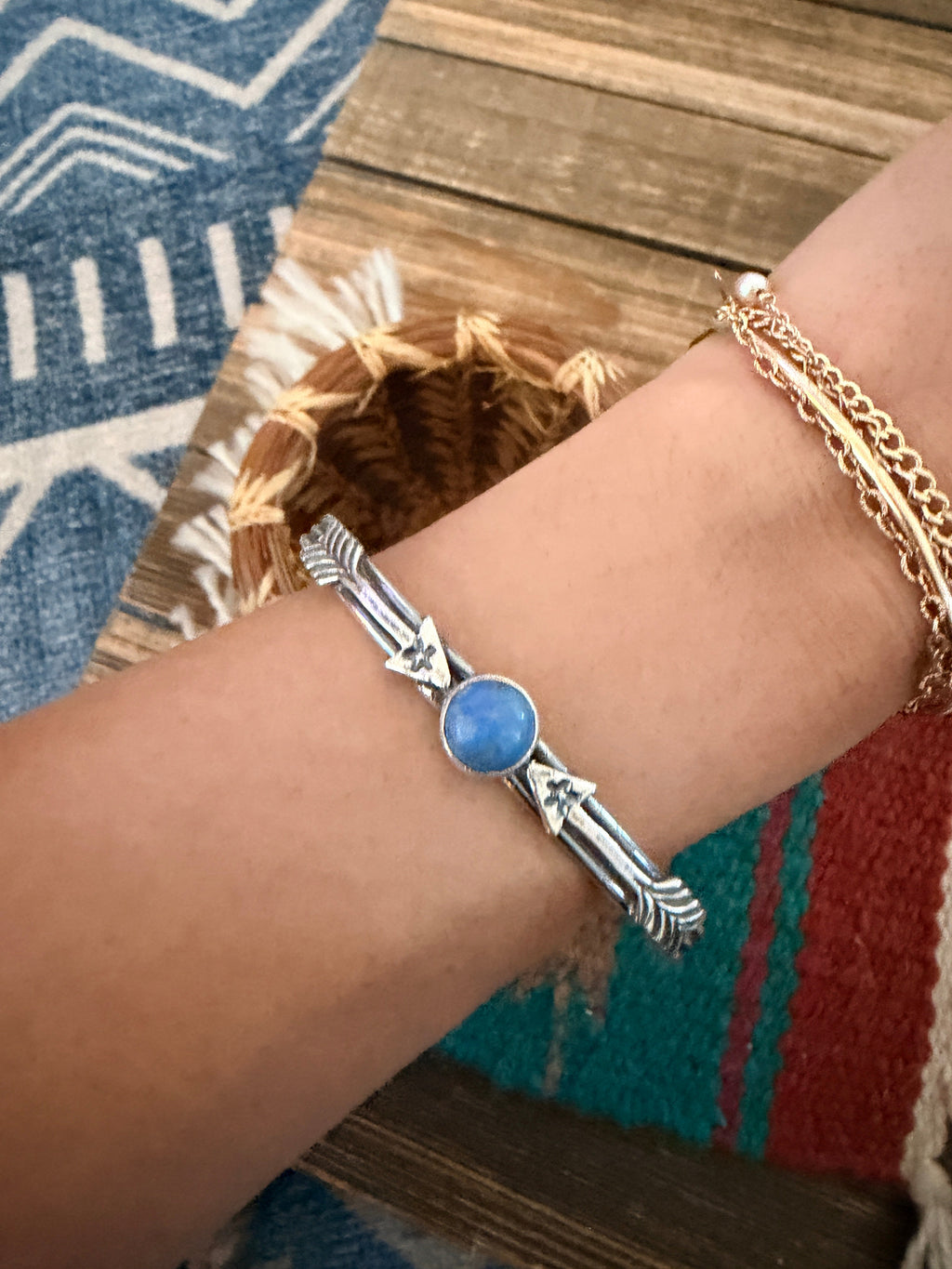 Handcrafted Sterling Silver & Lapis Arrow Cuff Bracelet