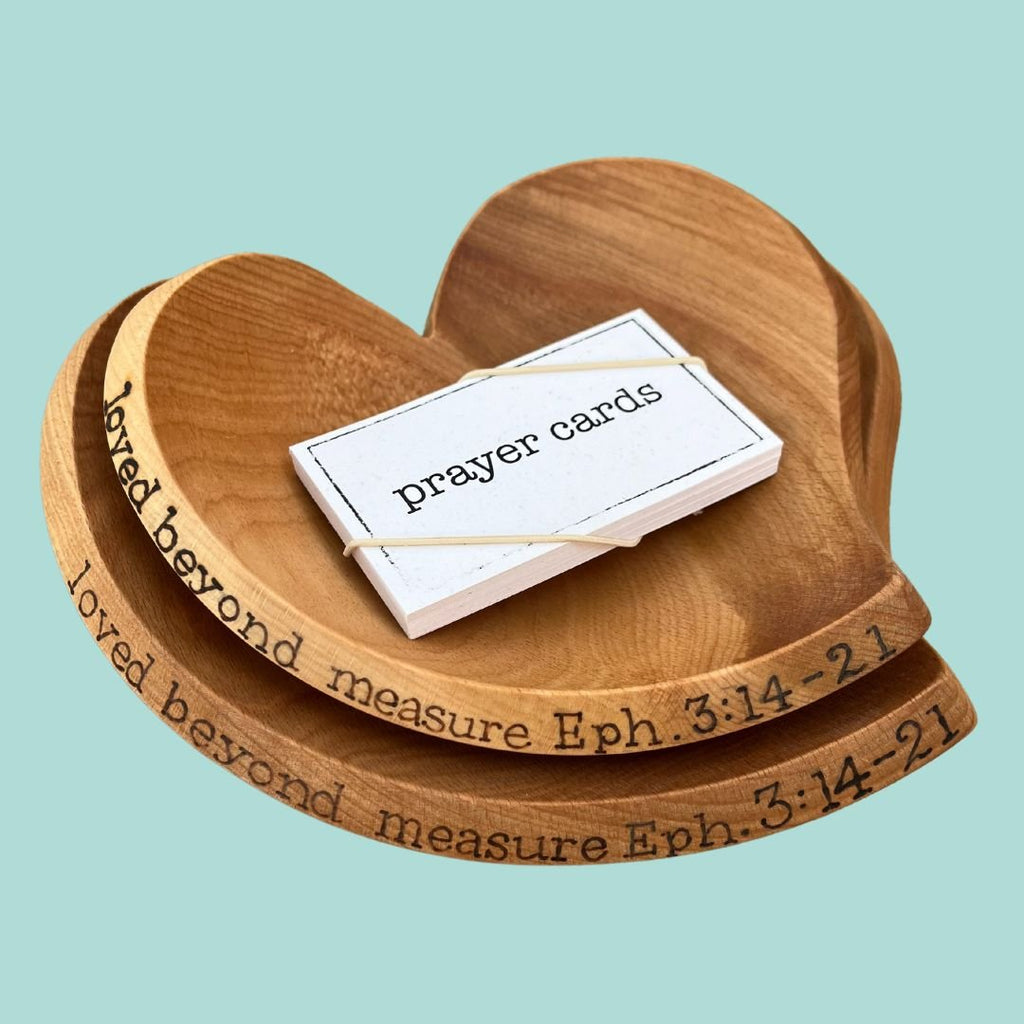 Wooden Heart PrayerBowl - Ephesians 3:14 - 21 - Che Cose Belle