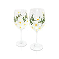 Painted Daisy Wine Glasses