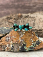 "Heart Collection" Handmade Sterling Silver Kingman Turquoise Adjustable Ring "Signed Nizhoni"