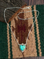 "Heart Collection" Handmade Sterling Silver Kingman Turquoise Necklace "Signed Nizhoni"