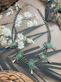 Handmade Sterling Silver Kingman Turquoise Beaded Blossom Necklace "Signed Nizhoni"