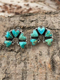 "Heart Collection" Handmade Sterling Silver Kingman Turquoise Post Studs Earrings "Signed Nizhoni"