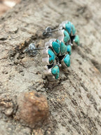 "Heart Collection" Handmade Sterling Silver Kingman Turquoise Post Studs Earrings "Signed Nizhoni"