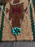 "Heart Collection" Handmade Sterling Silver Kingman Turquoise Heart Necklace "Signed Nizhoni"