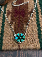 "Heart Collection" Handmade Sterling Silver Kingman Turquoise Heart Necklace "Signed Nizhoni"