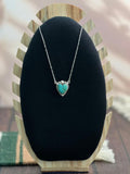 "Heart Collection" Handmade Sterling Silver Kingman Turquoise Necklace "Signed Nizhoni"