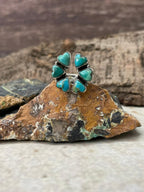 "Heart Collection" Handmade Sterling Silver Kingman Turquoise Adjustable Ring "Signed Nizhoni"