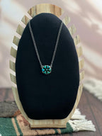 "Heart Collection" Handmade Sterling Silver Kingman Turquoise Heart Necklace "Signed Nizhoni"