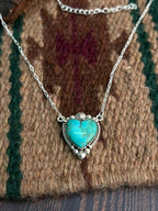 "Heart Collection" Handmade Sterling Silver Kingman Turquoise Necklace "Signed Nizhoni"