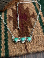 "Heart Collection" Handmade Sterling Silver Kingman Turquoise Necklace "Signed Nizhoni"