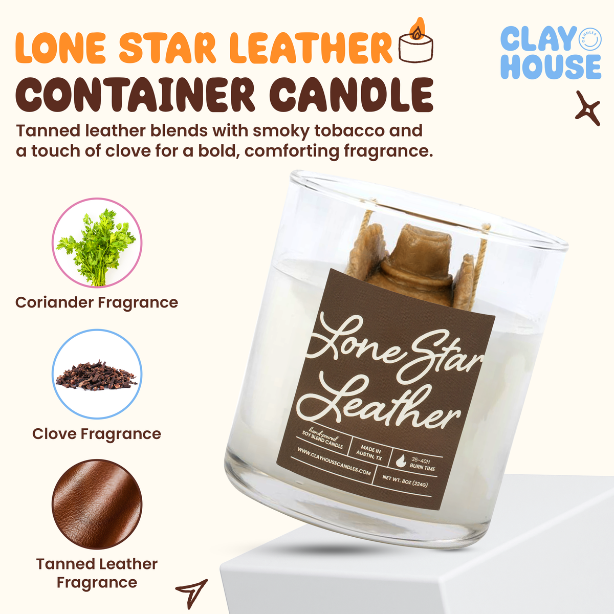 Lone Star Leather Container Candle