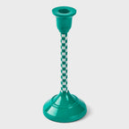 Jade Mint Checkered Candlestick Holder