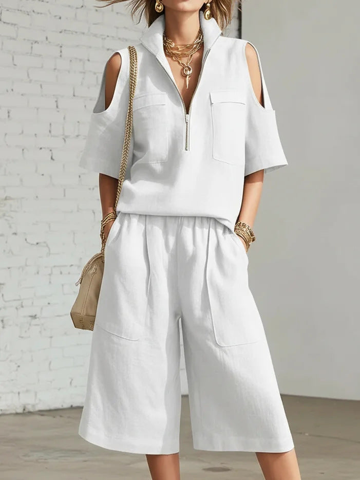 Short-Sleeve Shirt & Loose Shorts Two-Piece Set