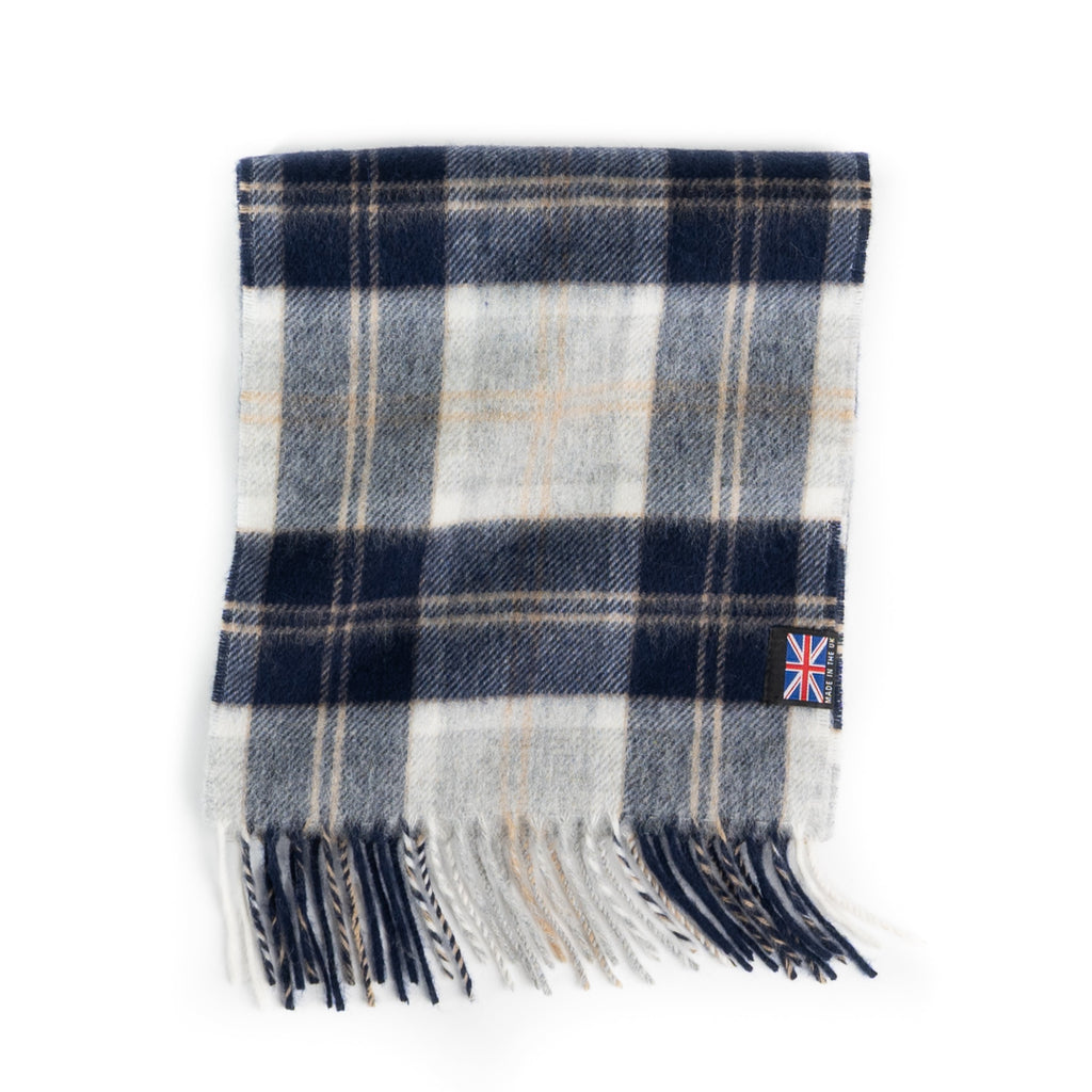 Prince of Scots Heritage Plaid Fringed Merino Wool Scarf - Sterling Silver