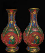 Qing-Style Lacquerware Flower & Bird Vase – 25cm (Collectible)