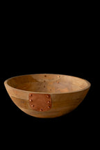 Vintage Inspired Wooden Serving Bowl with Handmade Copper Details