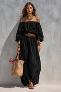 Women's Off-Shoulder Balloon Sleeve Maxi Dress