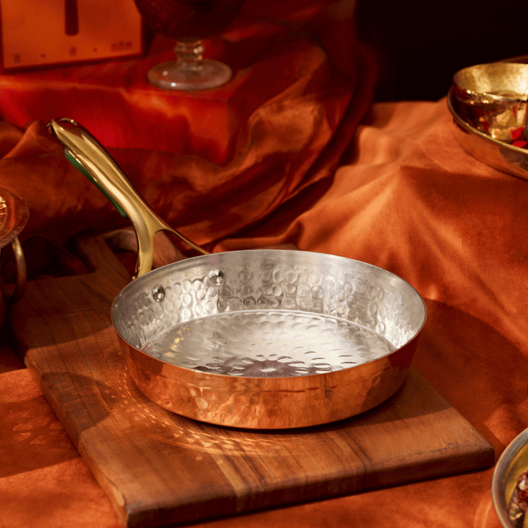 Copper Frypan (Frying Pan) with Brass Handle - Saute Pan