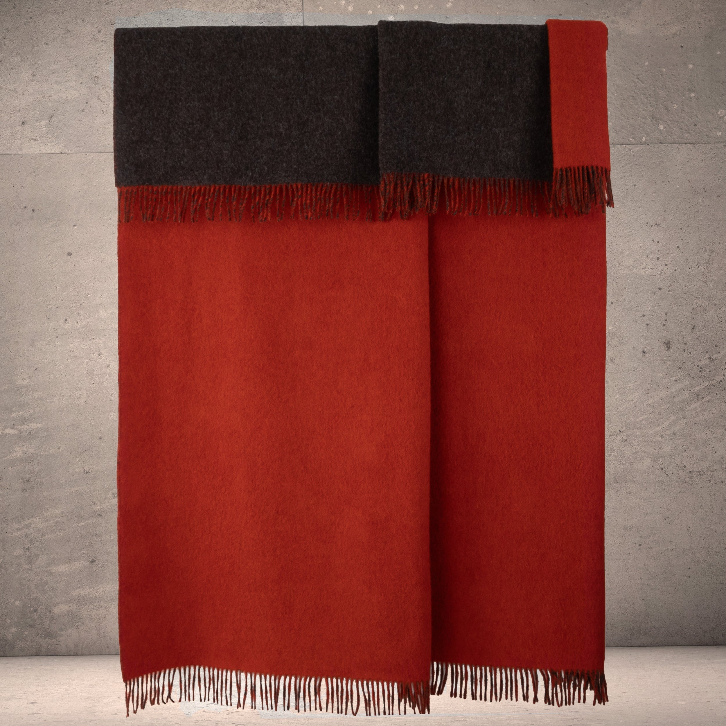 Highland Tweeds Reversible Double Cloth Throw - Orange/Brown