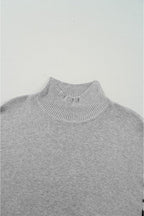 Leopard Mock Neck Side Slit Sweater