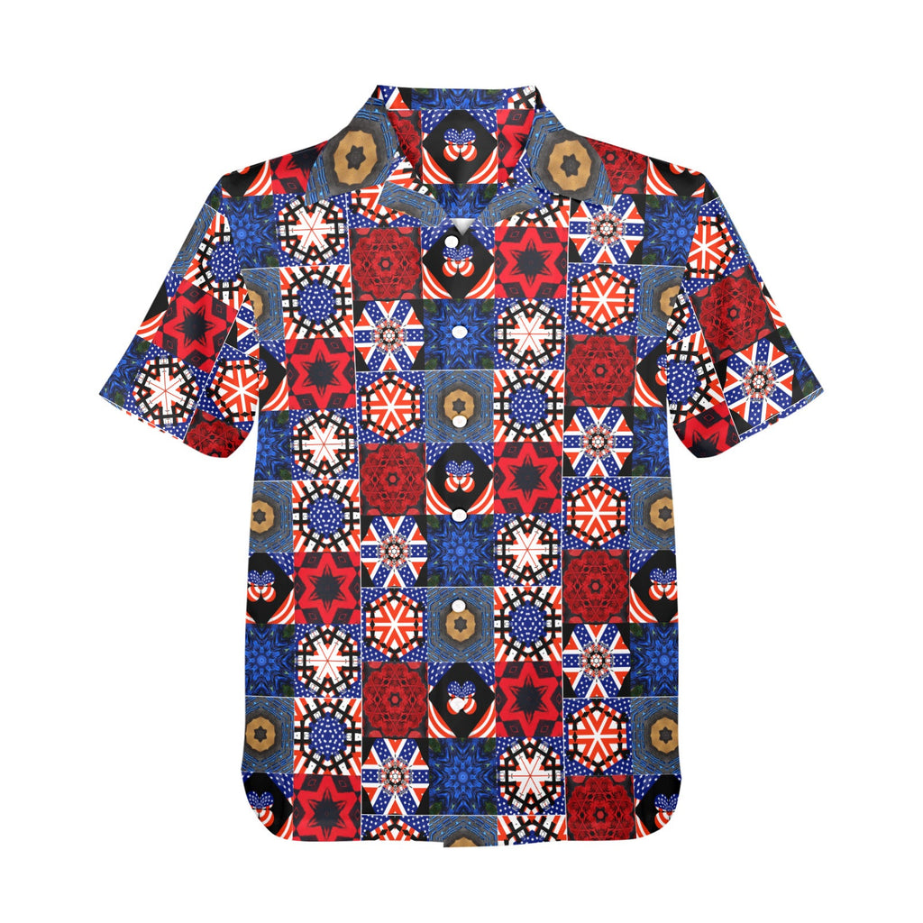4th of July Pattern Men's All Over Print Hawaiian Shirt (Made in USA)