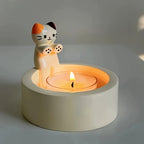 1pc WhimsyCat Ceramic Kitten Candle Holder - Encaustic Finish Tabletop Animal Theme Decor for Christmas, Halloween, Easter, Thanksgiving, Valentine'S Day - Che Cose Belle