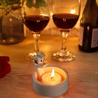 1pc WhimsyCat Ceramic Kitten Candle Holder - Encaustic Finish Tabletop Animal Theme Decor for Christmas, Halloween, Easter, Thanksgiving, Valentine'S Day - Che Cose Belle