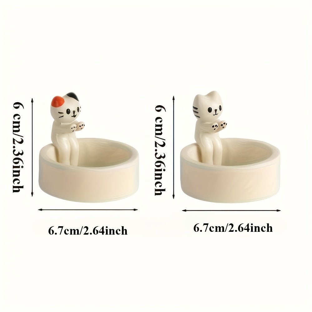 1pc WhimsyCat Ceramic Kitten Candle Holder - Encaustic Finish Tabletop Animal Theme Decor for Christmas, Halloween, Easter, Thanksgiving, Valentine'S Day - Che Cose Belle