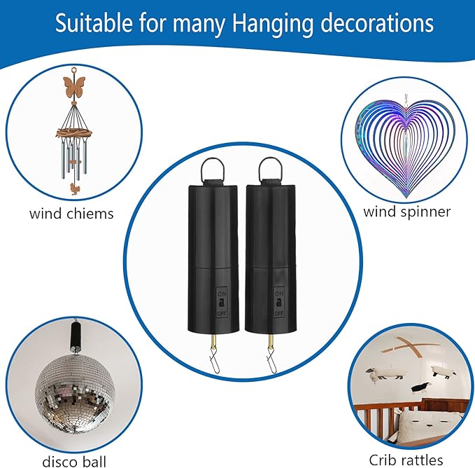 2 Pack Wind Spinner Motor Hanging Display Motor Battery Operated 20 RPM Rotating Motor Multi-Purposes for Wind Spinner Mobile Yard Decor Hanging Ornament Outdoor Sculptures-Medium Speed (2 Pcs Black) - Che Cose Belle