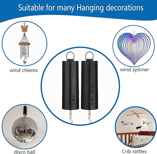 2 Pack Wind Spinner Motor Hanging Display Motor Battery Operated 20 RPM Rotating Motor Multi-Purposes for Wind Spinner Mobile Yard Decor Hanging Ornament Outdoor Sculptures-Medium Speed (2 Pcs Black) - Che Cose Belle