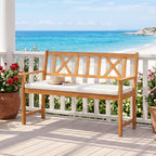 2-Person Acacia Wood Garden Bench with Removable Cushion - Che Cose Belle
