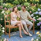 2-Person Acacia Wood Garden Bench with X-Shaped Backrest - Che Cose Belle