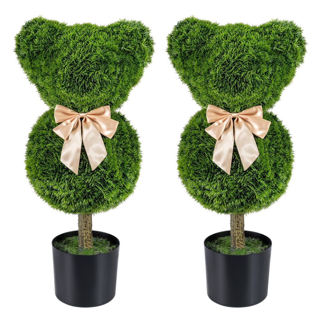 2 Pieces Bear Topiary Trees with Pots Sun-resistant Bear - Che Cose Belle