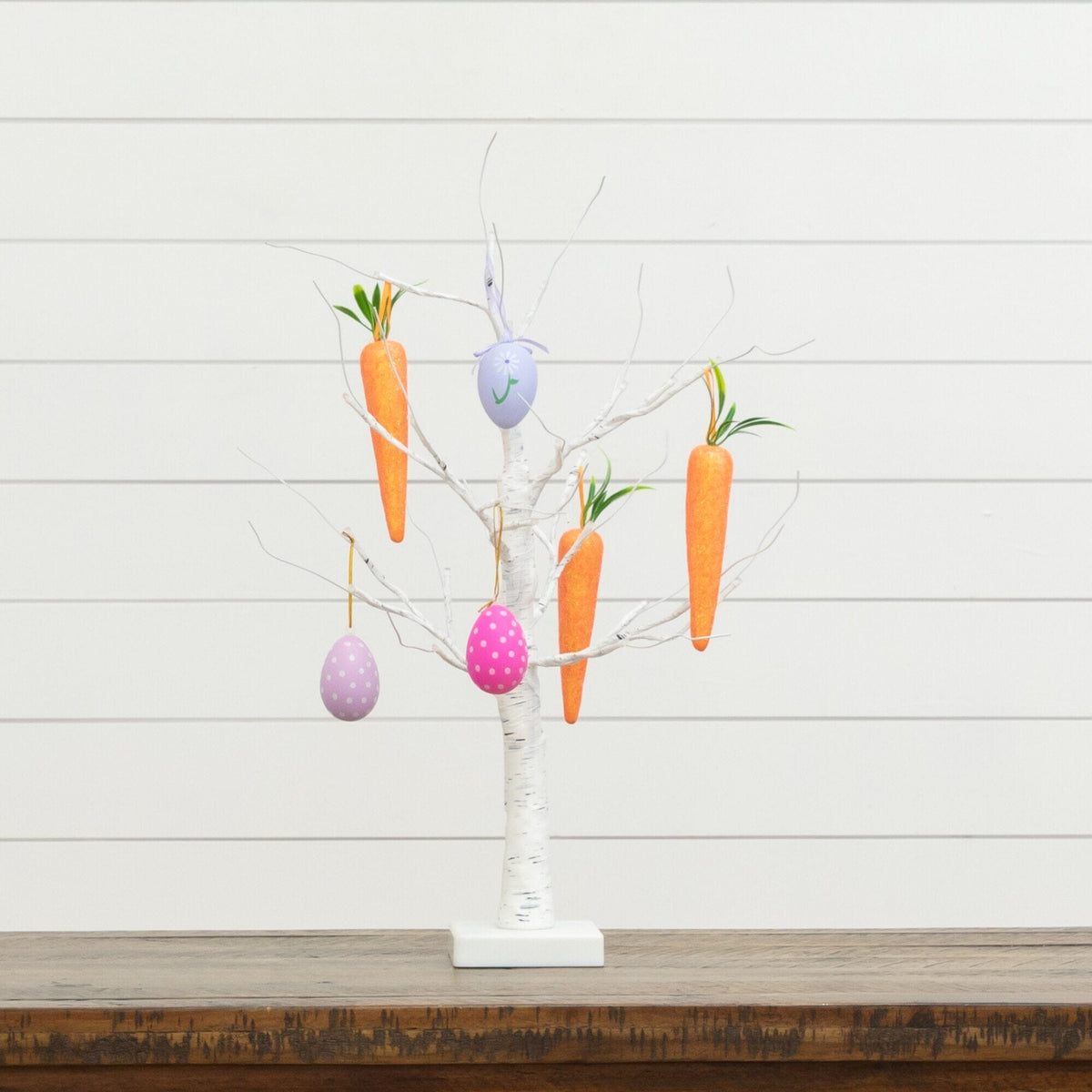 2' Pre-Lit Artificial Easter Egg and Carrots Ornament Twig Tree with 24 Warm White LED Lights - Che Cose Belle